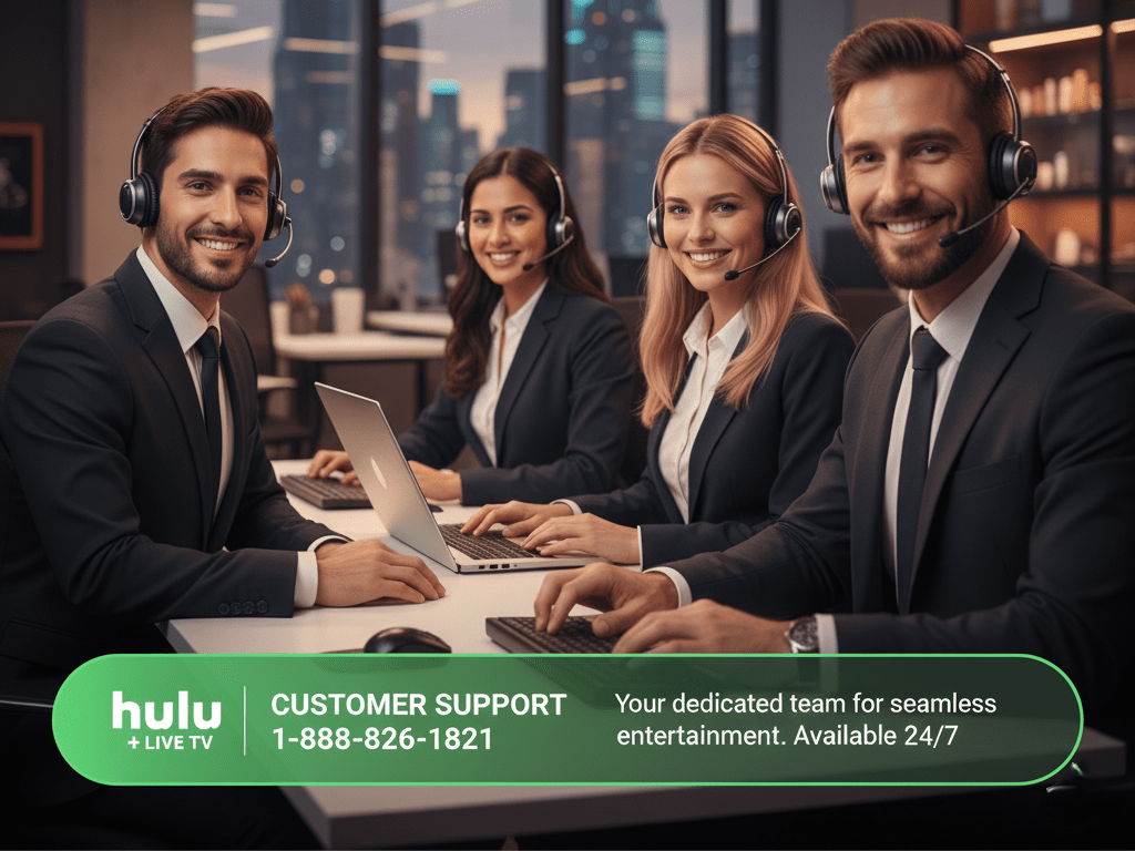 "Hulu Live TV support team assisting users with billing, streaming, and login issues through chat and phone helpline in the United States."